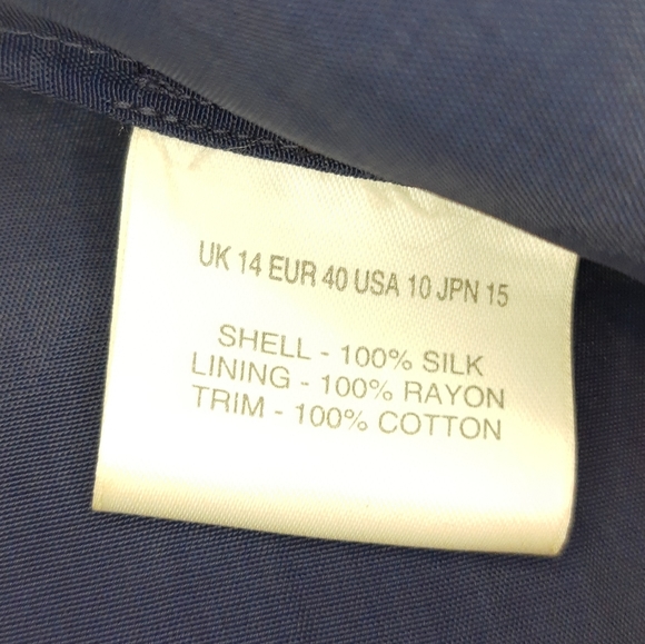 Silk Nicole Farhi Ballgown Navy Blue & Bronze full skirt Strapless bodice UK 14 - Picture 12 of 12